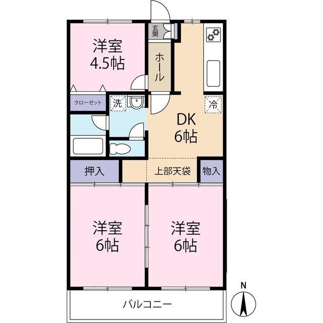 メゾンドパストラル壱番館(3DK/5階)の間取り写真