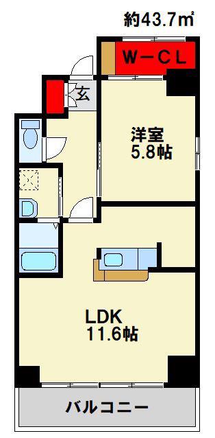 プリオールA(1LDK/3階)の間取り写真