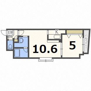 パティーナ東大通(1LDK/4階)の間取り写真