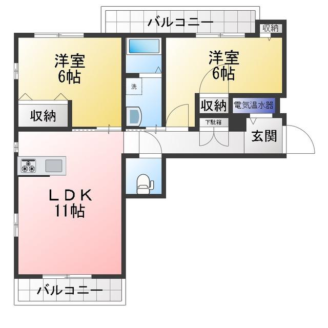 マロニエ A(2LDK/2階)の間取り写真