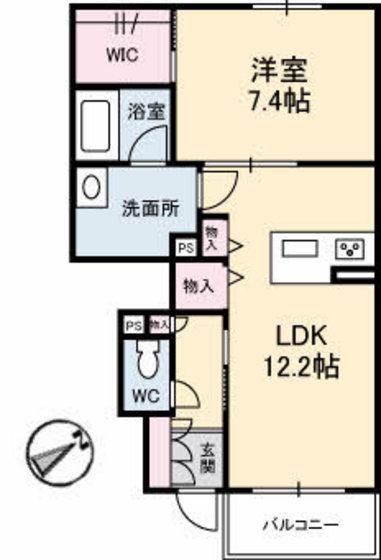 レユシール川内(1LDK/1階)の間取り写真