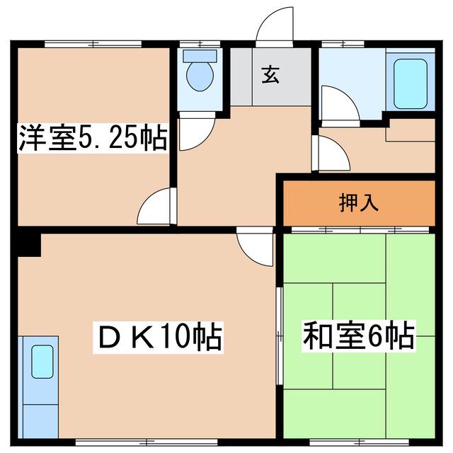 若葉マンション(2DK/1階)の間取り写真