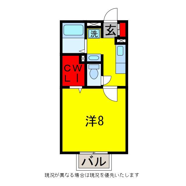 グランフェルト(1K/2階)の間取り写真