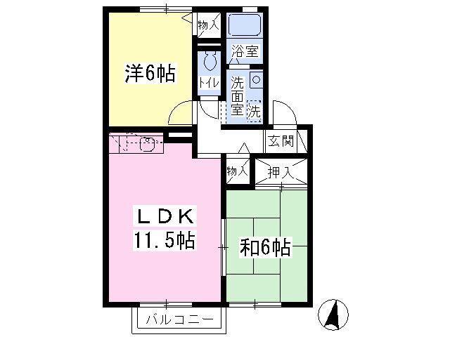 ソシア995 A棟(2LDK/1階)の間取り写真
