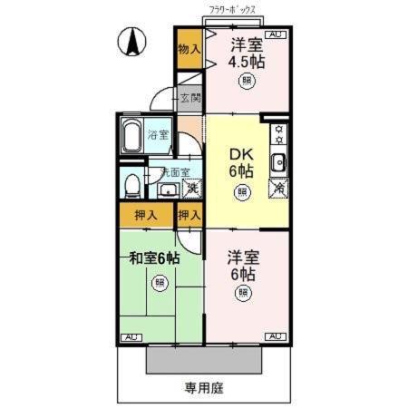 ピュアハイツ有本 II(3DK/1階)の間取り写真