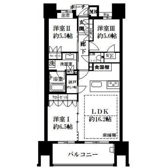 MJR大野城駅前(3LDK/12階)の間取り写真