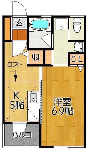 エスパース白山(1K/2階)の間取り写真