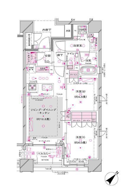 オーパスレジデンス銀座イースト(2LDK/11階)の間取り写真