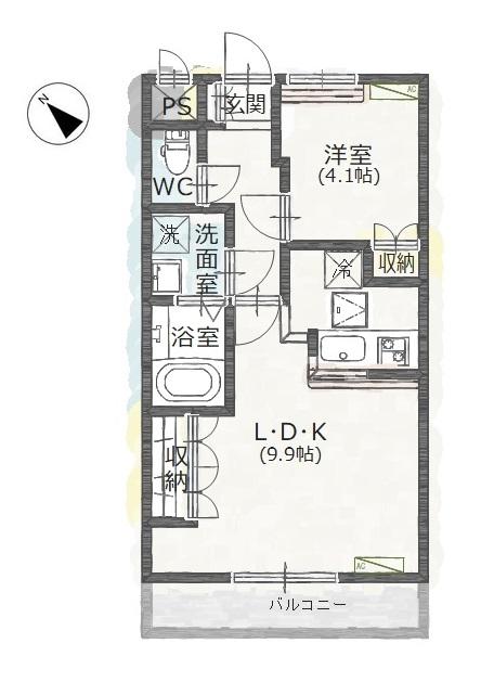 ＪＲ上越線 井野駅(群馬) 徒歩87分 2階建 築20年(1LDK/1階)の間取り写真