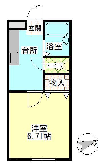 藤ハイツ(1K/1階)の間取り写真
