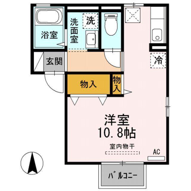 ＪＲ境線 博労町駅 徒歩10分 2階建 築22年(ワンルーム/1階)の間取り写真