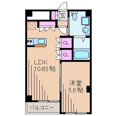 JMFレジデンス新横浜(1LDK/6階)の間取り写真