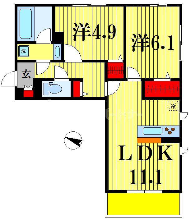 フルール(2LDK/2階)の間取り写真