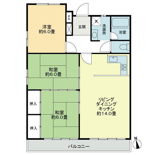 メゾン栗林(3LDK/3階)の間取り写真