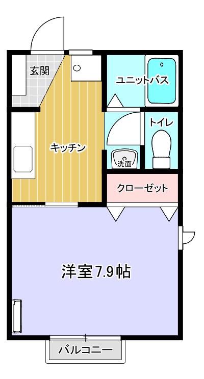 いわて銀河鉄道線 滝沢駅 徒歩7分 2階建 築27年(1K/1階)の間取り写真