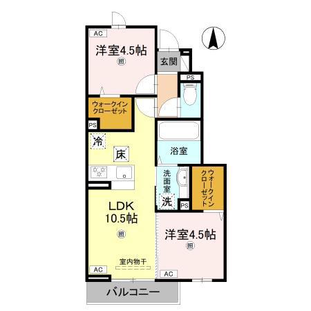 MAHALO膳所本町(2LDK/1階)の間取り写真
