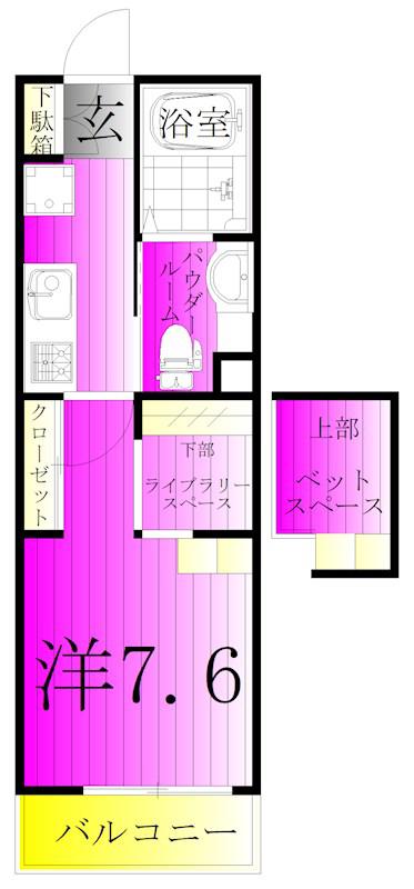 プランドール新松戸(1SK/3階)の間取り写真