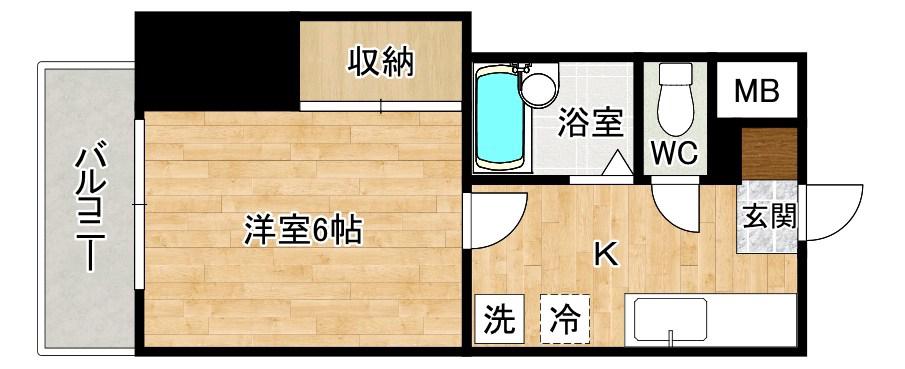 シャトレ下富野(1K/2階)の間取り写真