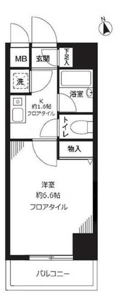 フォロス中村橋(1K/2階)の間取り写真
