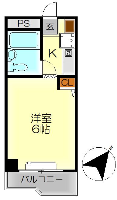 メゾン勝浦(1K/2階)の間取り写真