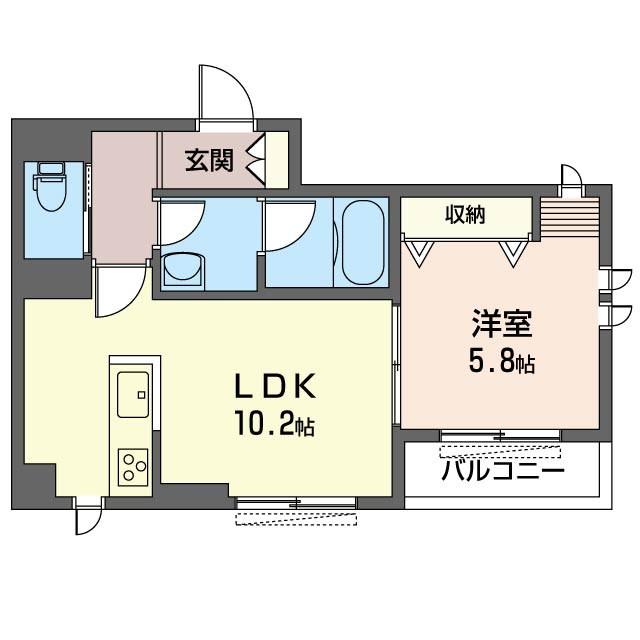 中沢ハイツB(1LDK/1階)の間取り写真