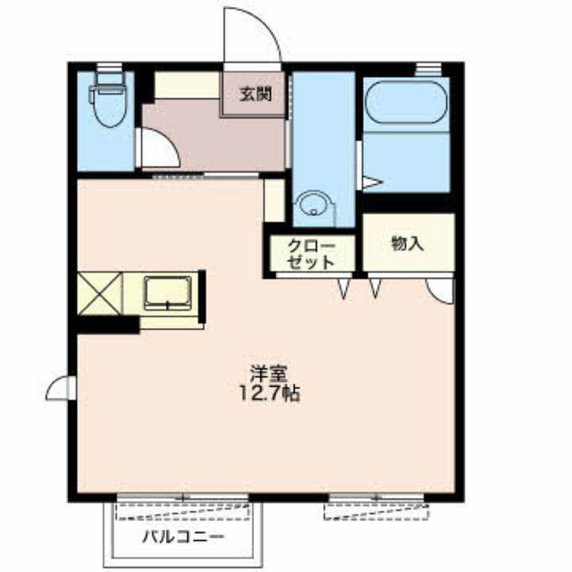 フィール@ホーム B棟(ワンルーム/2階)の間取り写真