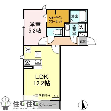 D-ROOM栄(1LDK/1階)の間取り写真