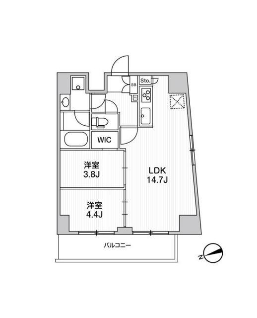 リテラス南千住サウス(2LDK/7階)の間取り写真