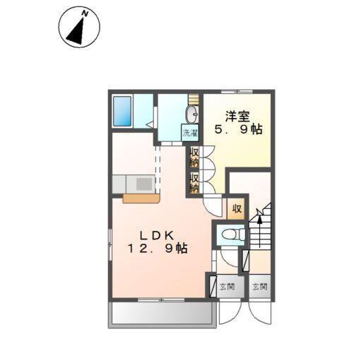 Dモンド(1LDK/1階)の間取り写真