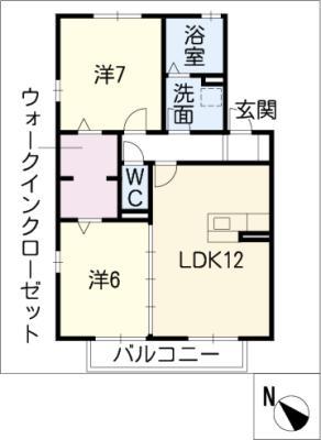 サンパーク(2LDK/1階)の間取り写真