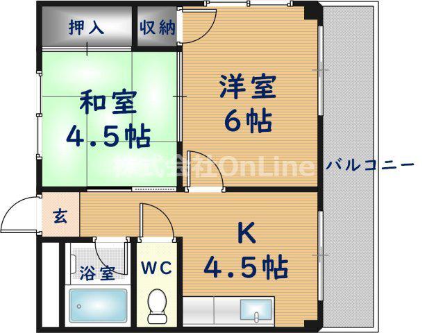 ベルメゾン1(2K/1階)の間取り写真