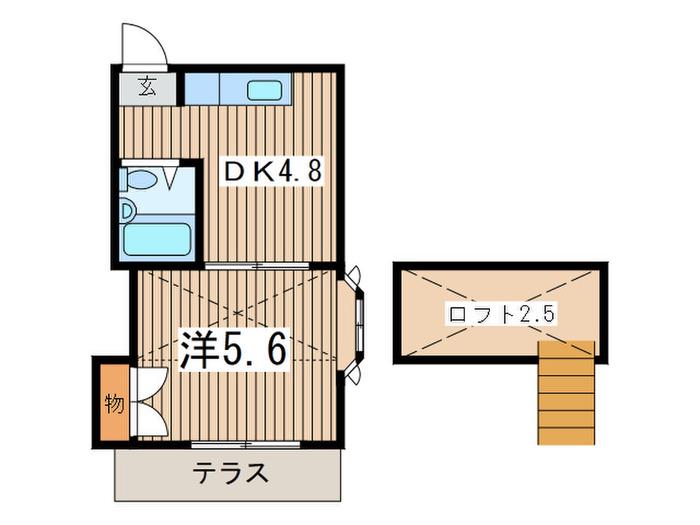リベルダージ秦野(1DK/1階)の間取り写真
