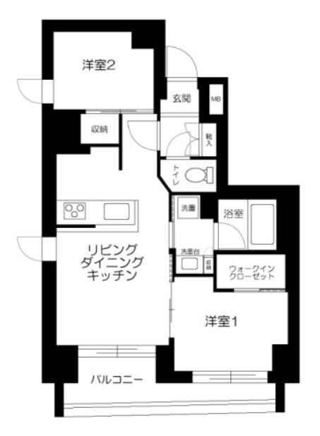 アルティザ東銀座(2LDK/2階)の間取り写真
