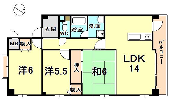 ピークⅡ(3LDK/3階)の間取り写真