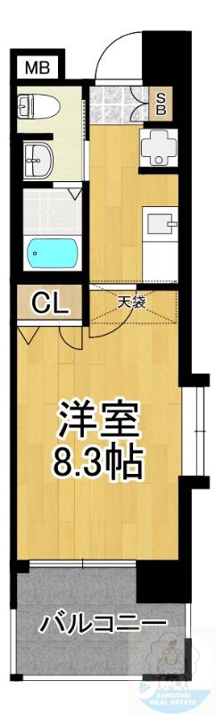 サンロージュ箱崎駅前(1K/3階)の間取り写真