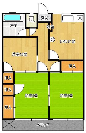 第二清和マンション(3DK/2階)の間取り写真