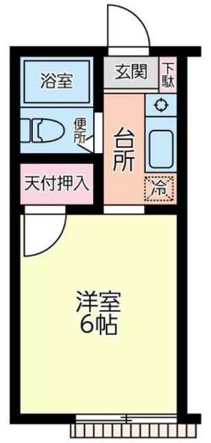 鶴川ハイツII(1K/2階)の間取り写真