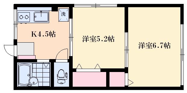 シティハイム成瀬(2K/1階)の間取り写真