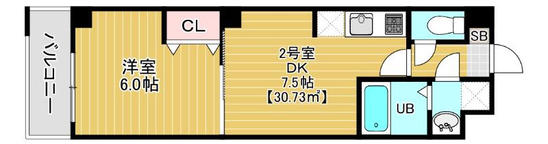 アイビス海神(1DK/2階)の間取り写真