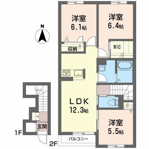 シャーメゾンマンサーナ(3LDK/2階)の間取り写真