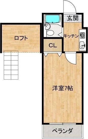 ショウロ御殿山(1K/2階)の間取り写真