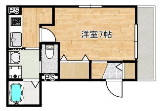 ドエルOKANO2(1K/2階)の間取り写真