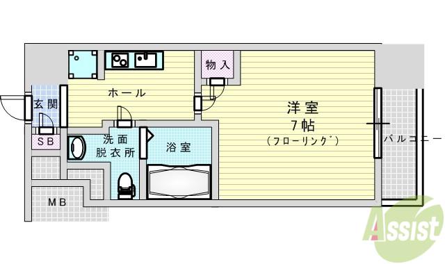 ドゥーエ江坂3(1K/15階)の間取り写真