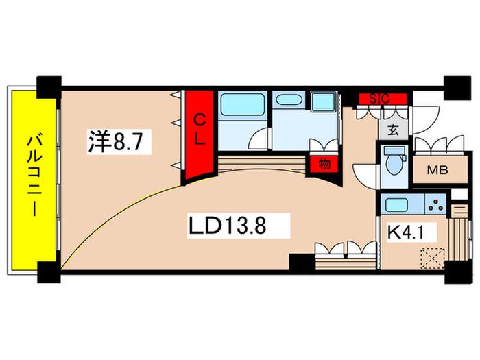 ロイヤルパークス若葉台(1LDK/2階)の間取り写真