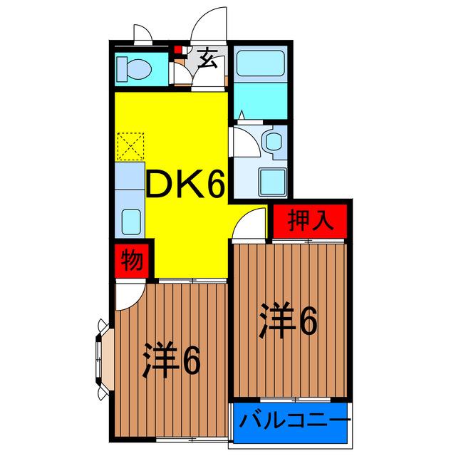 コーポファミール(2DK/2階)の間取り写真