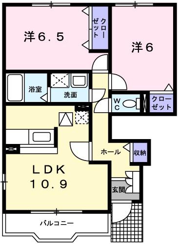 カンボ・MH(2LDK/1階)の間取り写真
