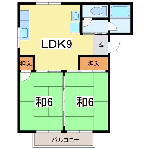 新保サンハイツ(2LDK/1階)の間取り写真