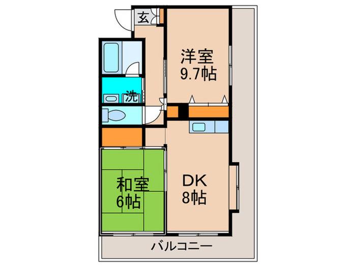 ラフィーネ鷺沼(2DK/1階)の間取り写真