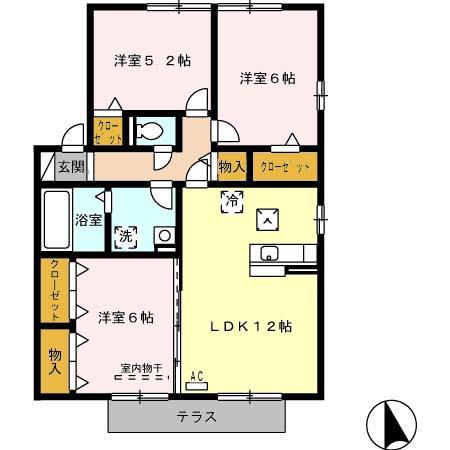 ポワール・M A(3LDK/1階)の間取り写真