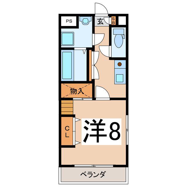 スプランドゥールII(1K/2階)の間取り写真